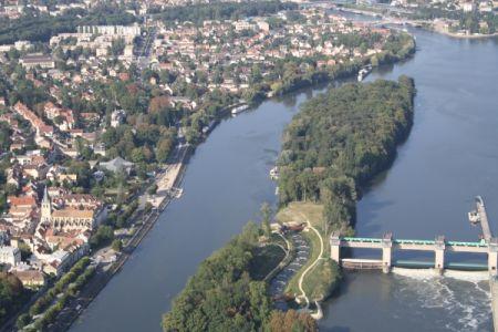 Vue aérienne du pont d'Andresy